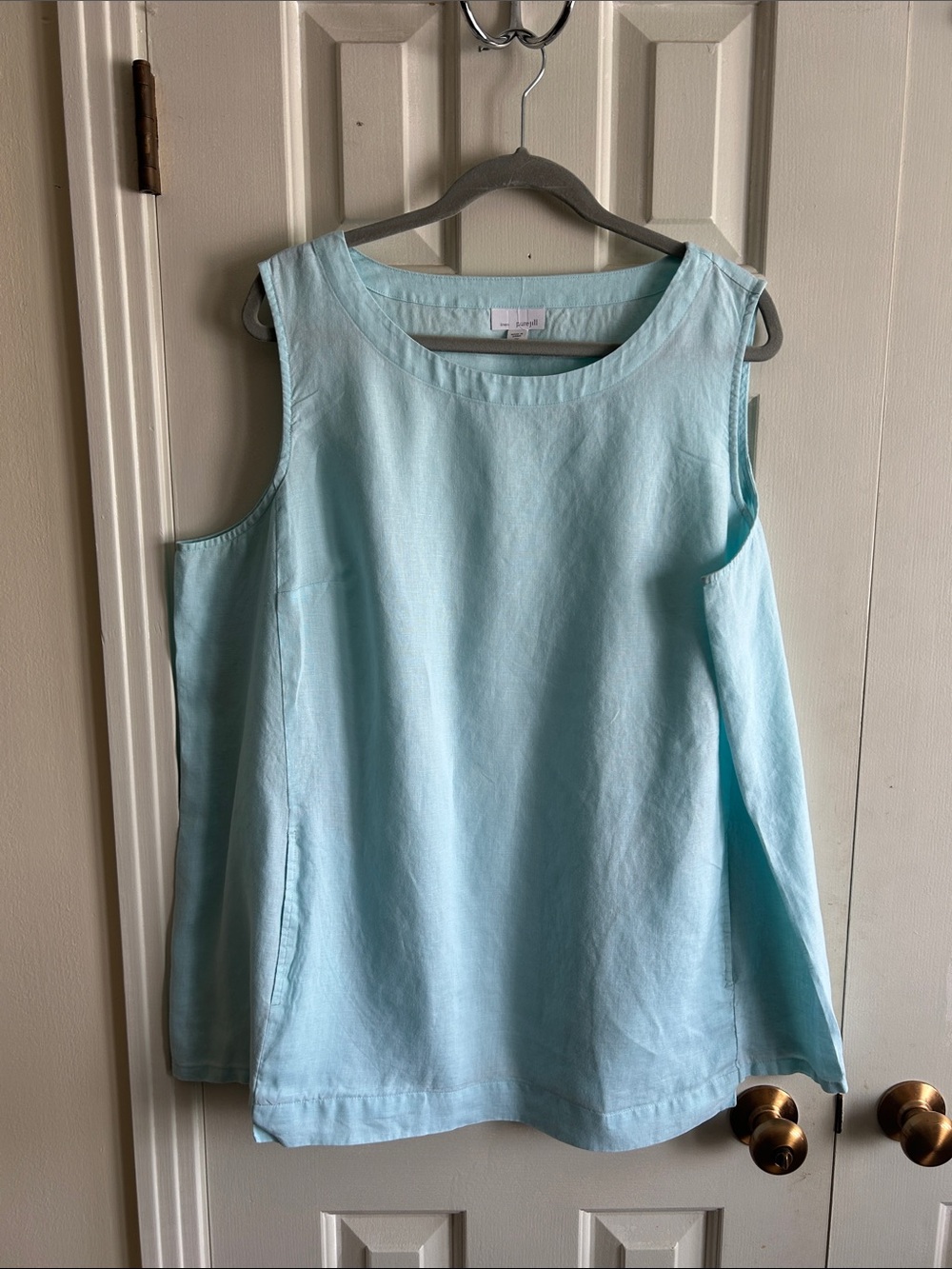 J.Jill Sleeveless Linen Aqua Blue Top
